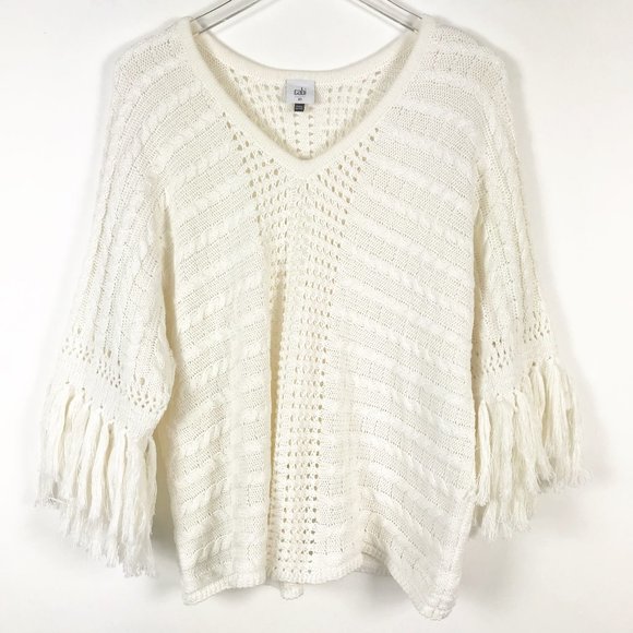 CAbi Sweaters - Cabi Fiesta Poncho Sweater Fringe XS #5803 Sp 2020